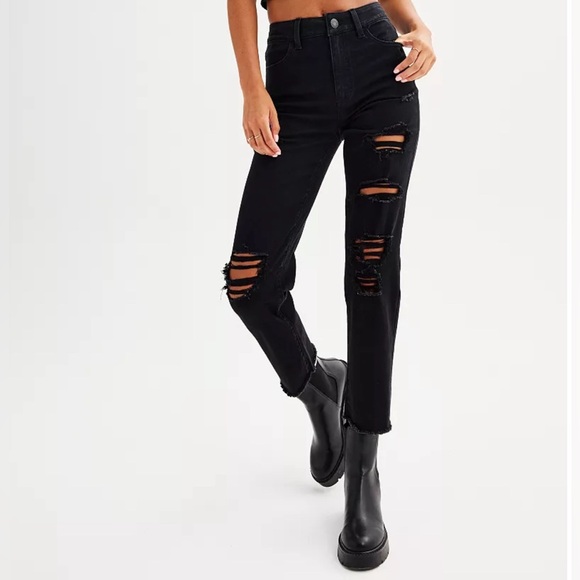 H&M Skinny High Waisted Ankle Jean - Size 32 - 10 / 12 Black - Picture 1 of 12